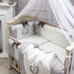 Set lenjerie pentru pătuț bebeluși/copii - 6 piese DeLux Coffe